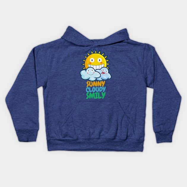 Sunny Cloudy Smily Kids Hoodie by Jocularity Art